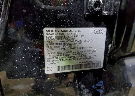 2025 Audi Q3 Premium S Line 45 from USA, damaged, VIN WA1DECF34S1109946
